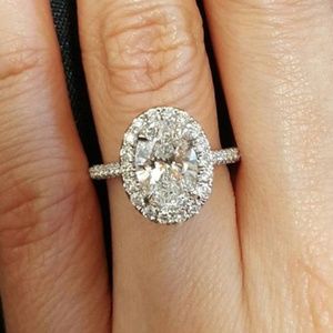 Elegant Huge White Sapphire Silver Ring